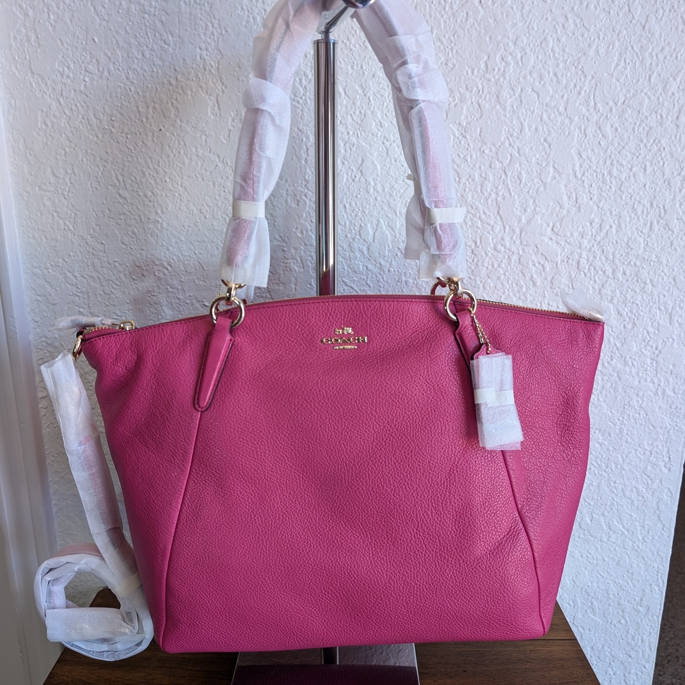 Coach Pink Pebble Leather Kelsy Satchel